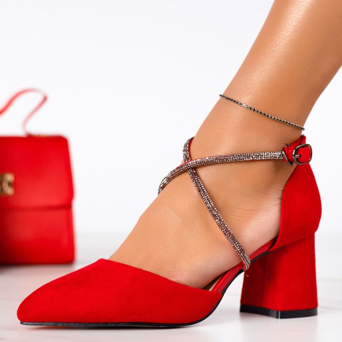Дамски обувки с ток Marlyn червен #13341